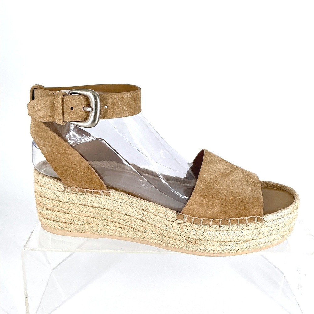 Vince Size 10 Tan Suede Espadrille Platform Wedge Sandals Dune NEW Belisa $330